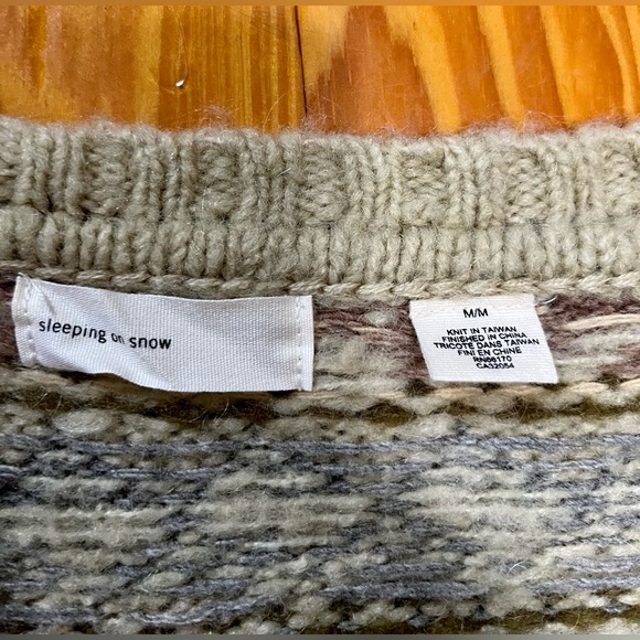 Anthro Sleeping On Snow Cardigan M Fair isle Knit Cottage Grandmacore Waterfall - Picture 13 of 16